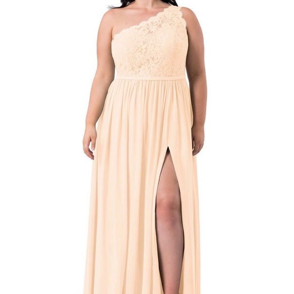 Azazie Demi Bridesmaid Dress - Rose Petal (VERY pale pink, almost cream/blush.) - Picture 8 of 10